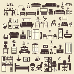 creative design furniture icons set interior- illustration