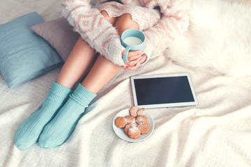woman on the bed