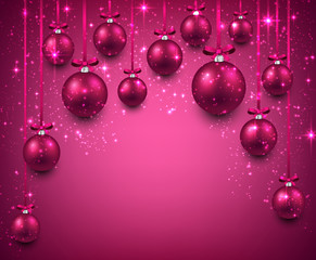 Arc background with magenta christmas balls.