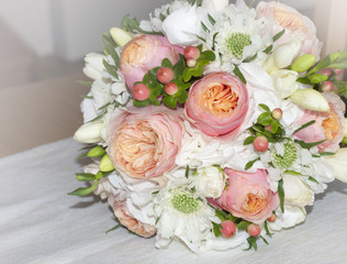 Beautiful bridal bouquet made of roses