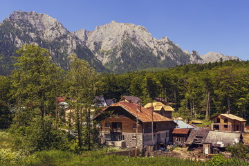 Fototapeta na wymiar Summer mountain landscape with Bucegi mountains, Romania
