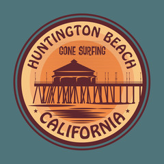 Abstract surfer stamp or sign, vector illustration