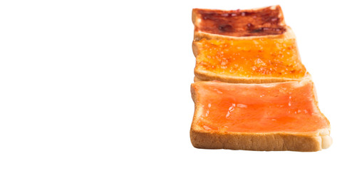 Mix fruit, blueberry, orange fruit jam spread on bread toast