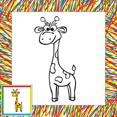 Funny cartoon giraffe coloring book
