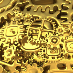 Fantasy golden clockwork made ??of cartoon curves gears