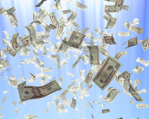 Money falls from heaven. Business illustration