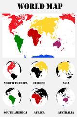 Fototapeta premium Map Of The World. Vector Illustration.