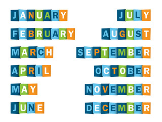 MONTHS of the YEAR (calendar agenda icons buttons)