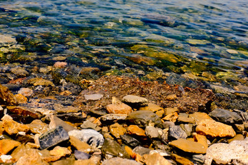Shallow water with stones inside