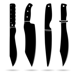 Knife set on white background