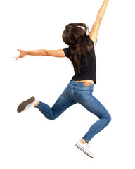 Woman jumping out of frame