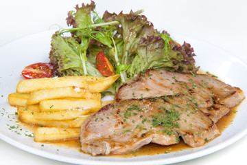 Grill pork steak