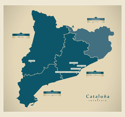 Obraz premium Mapa współczesna - Catalonia ES