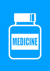 Obraz premium Vial of medicine on blue background
