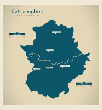 Modern map - Extremadura ES