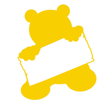 bs28 - BearSign - baby bear with blank signpost in yellow g1746