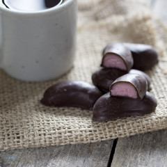 chocolate candies and cup of coffee