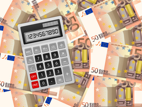 Calculator On Fifty Euro Background