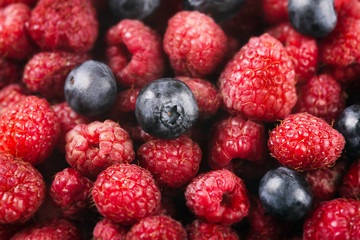 fresh blueberries and raspberries