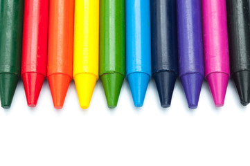 Crayons isolated on white background