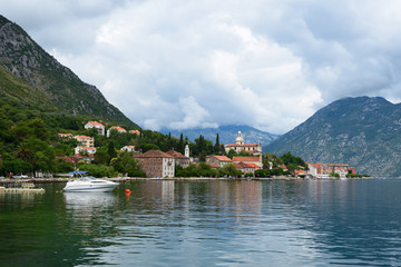View of town Prcanj in Bay of Kotor, Montenegro