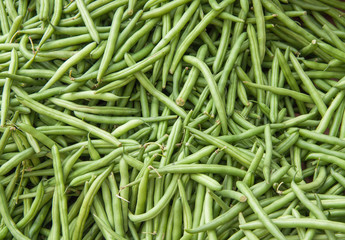 Haricots verts sur le marché