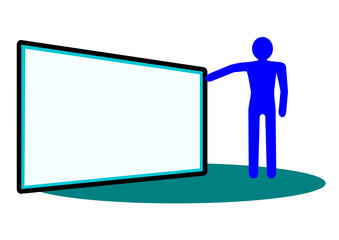 Man standing at the blackboard for your ad - vector