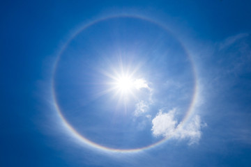 Sun halo with cloud in the sky