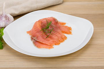 Sliced salmon