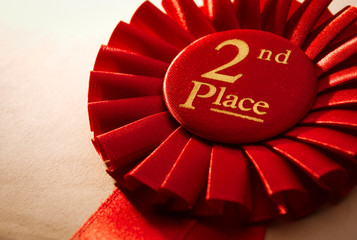 2nd place winners rosette or badge in red
