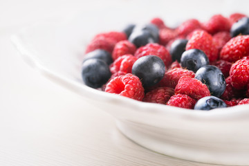fresh blueberries and raspberries