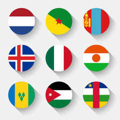 Flags of the world, round buttons