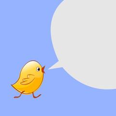 Little chicken goes and talks. Vector design