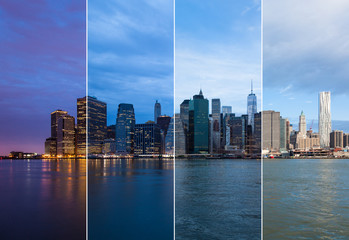 Fototapeta na wymiar Montage of Manhattan skyline night to day - New york - USA