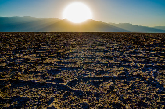 Beautiful sunset at Badwater Death Valley National Park