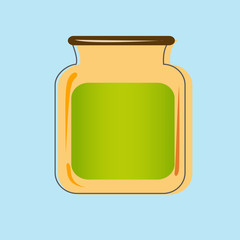 Bank with home canned fruit juice. Vector design