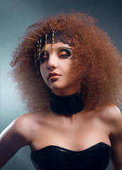 Studio beauty portrait of creative girl