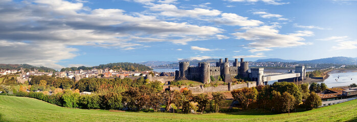 Conwy Castle in Wales, United Kingdom, series of Walesh castles