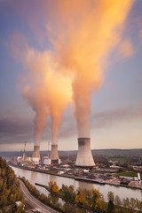 Nuclear Power Station At Sunset