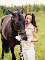 Obraz premium Woman and horse