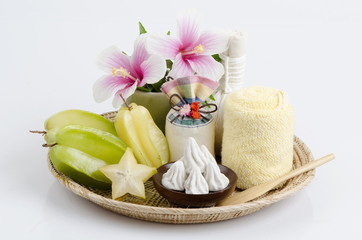 White face with star fruit and soft-prepared chalk.