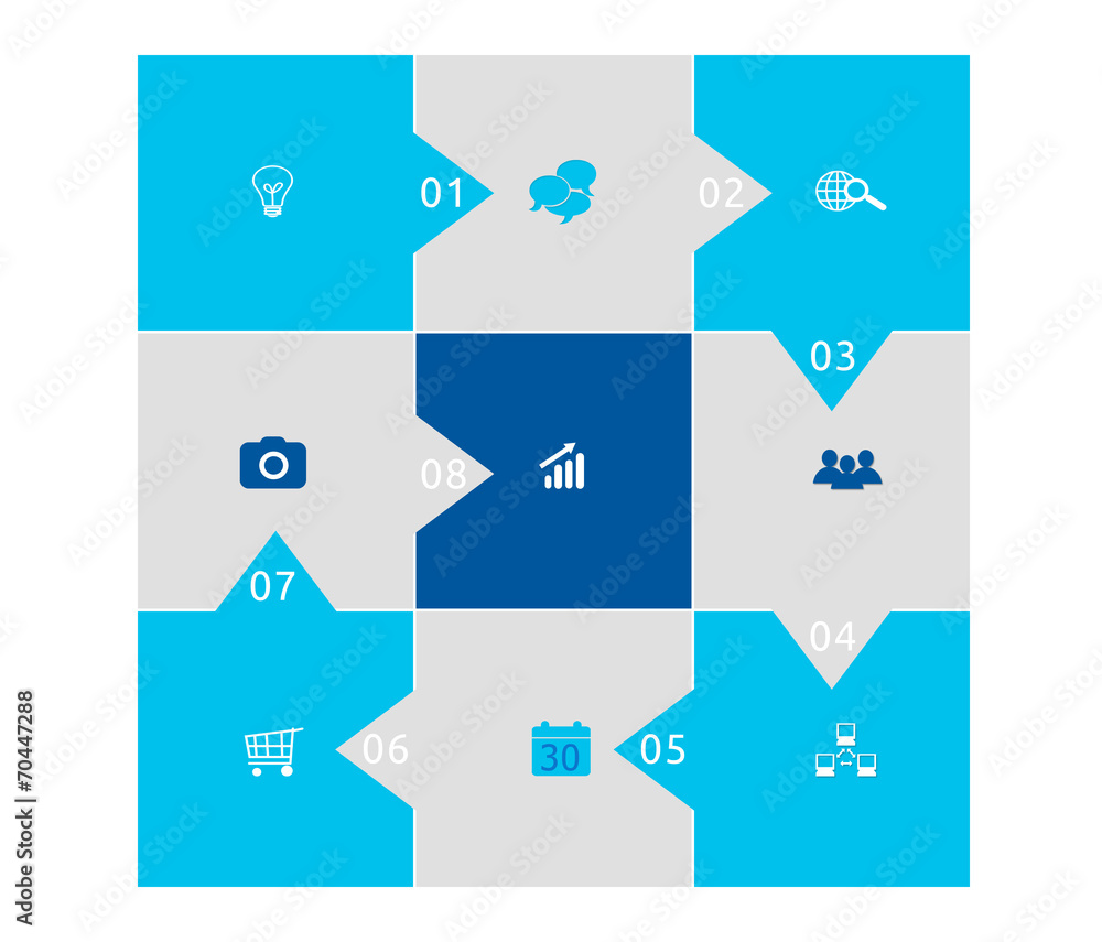 Poster abstract design with square shapes and arrows for web, marketing