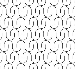 Black and white seamless pattern with curved line.