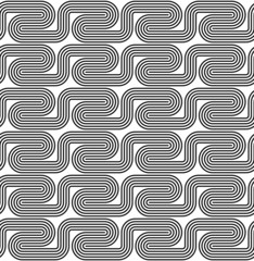 Black and white seamless pattern with curved line.