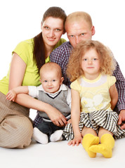 Fototapeta na wymiar Happy family, isolated on white background