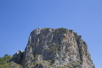 church and big roc in Castellane, Provence, France, Europe.