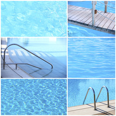 Collage of photos with swimming pool