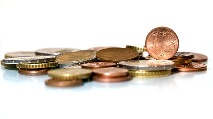 Münzen Gestapelt - Ein Euro/ Cent / Eurocent