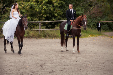 wedding couple on horses