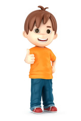 3D render of a boy showing ok sign